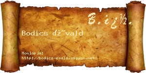 Bodics Évald névjegykártya